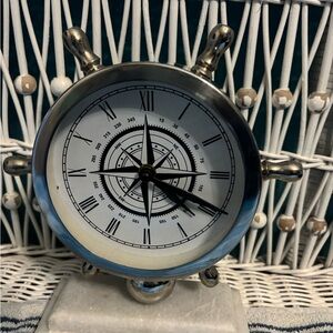 Nautical Silver desk Clock lovely Angel on a string ceramic,earrings n necklace